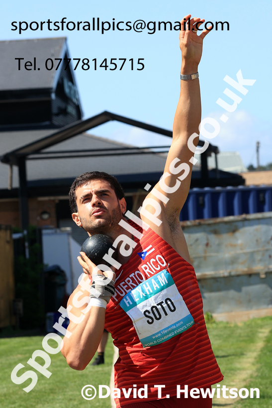 Decathlon shot putt, 2025 EAP International Combined Events, Hexham, Northumberland.  Photo: David T. Hewitson/Sports for All Pics